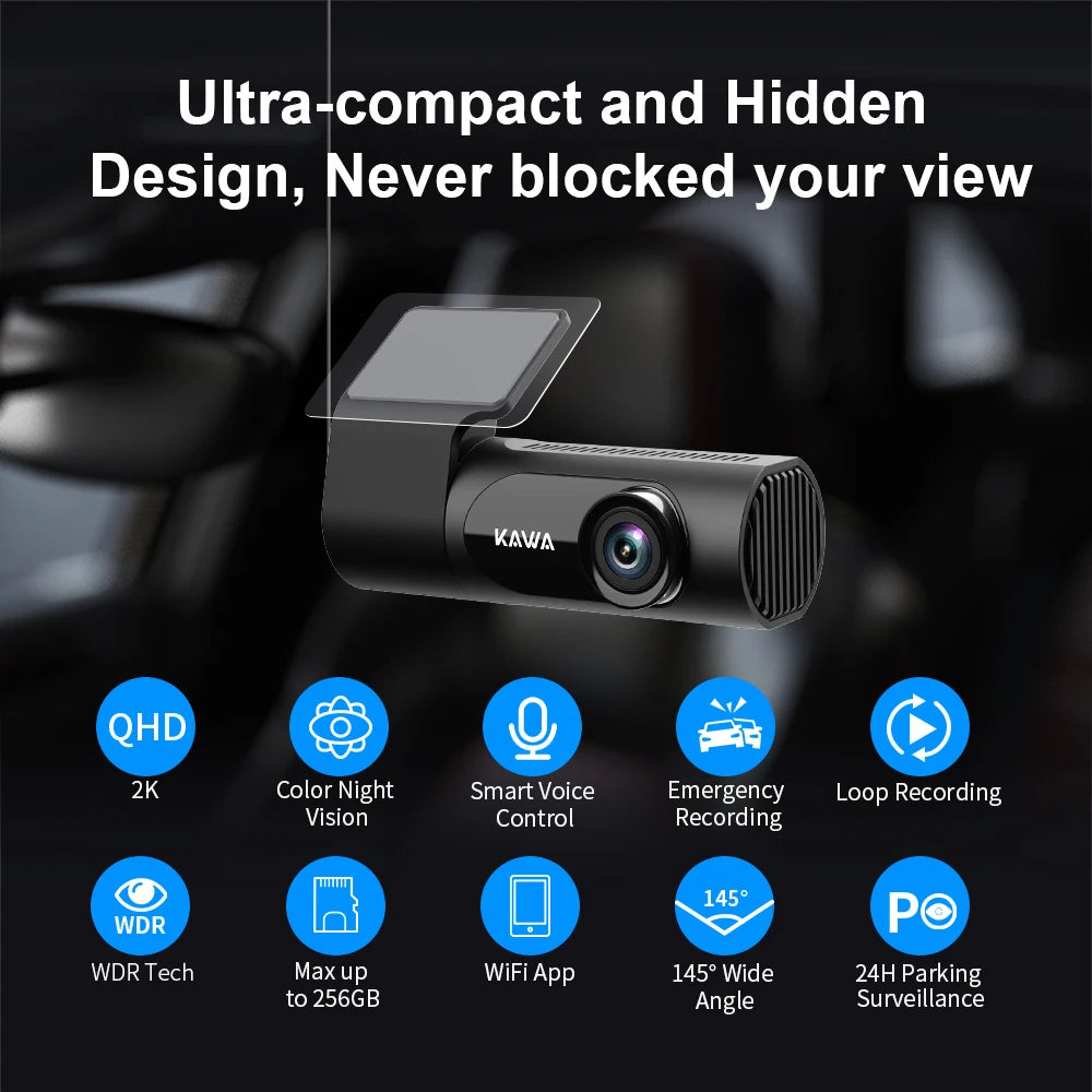 Car DVR D6 Dash Camera for Car 1440P Video Recorder Voice Control 24H Parking Mode App Control Night Vision Dash Cam