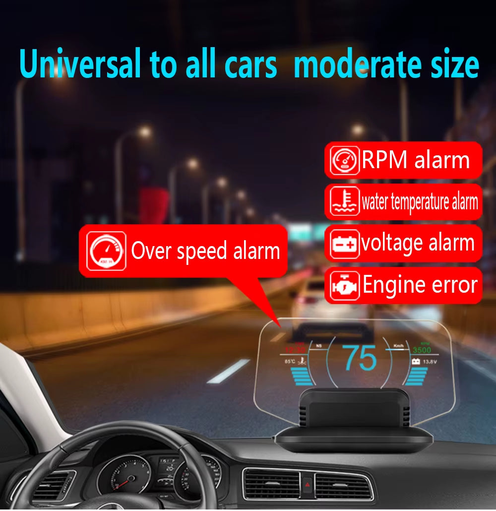 AD C1 Car Navigation Projection HUD Head up Display Speedometer Multiple Interfaces Car Accessories on Screen Overspeed Alarm