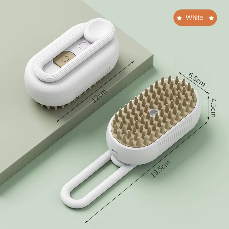 Steamy Dog Brush Electric Spray Cat Hair Brush 3 In1 Dog Steamer Brush for Massage Pet Grooming Removing Tangled and Loose Hair