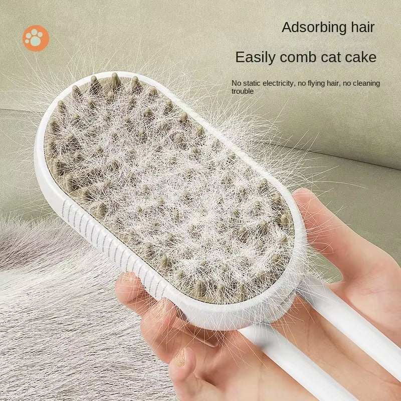 Steamy Dog Brush Electric Spray Cat Hair Brush 3 In1 Dog Steamer Brush for Massage Pet Grooming Removing Tangled and Loose Hair